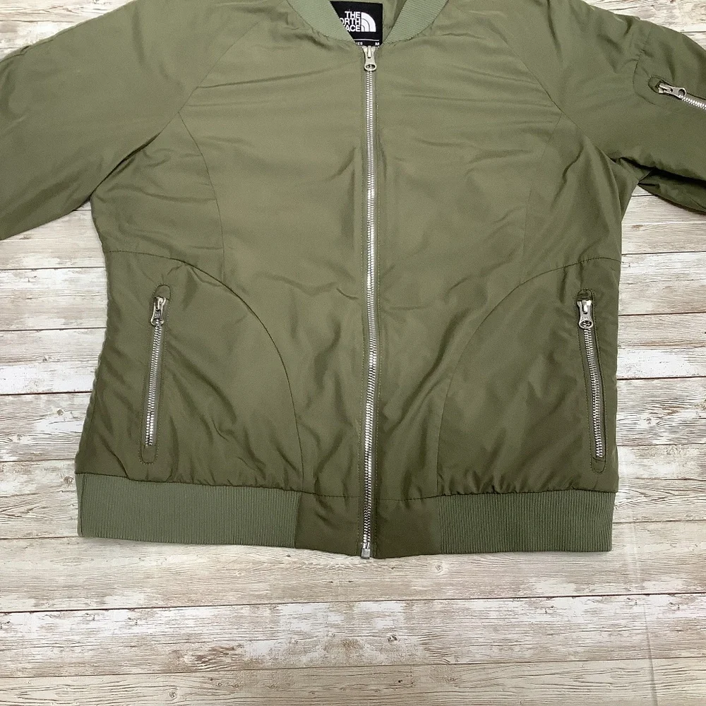 The North Face Puffer Bomber Jacket Insulated Olive Army Green M Medium - Picture 4 of 16